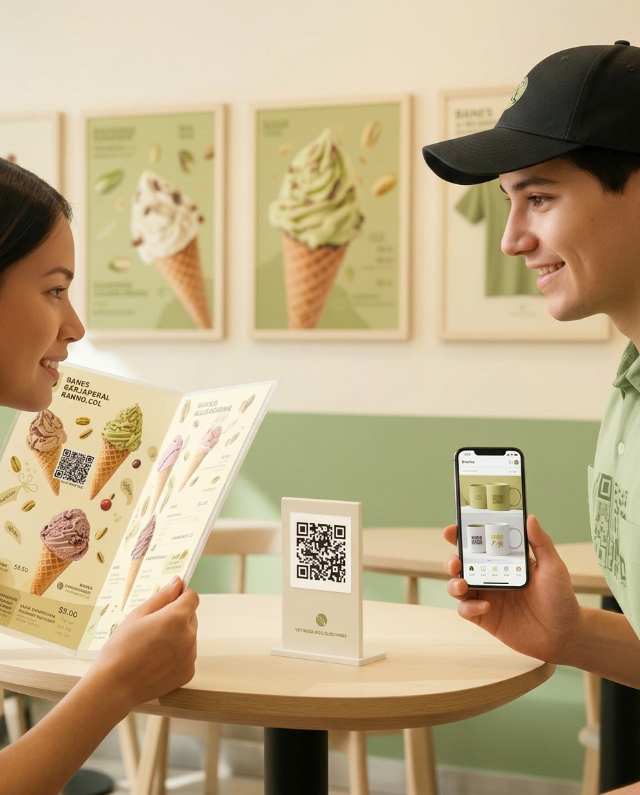Eiscafé-Merchandise: Shirts, Tasse, Tasche, Eiskarte und Smartphone-Shop